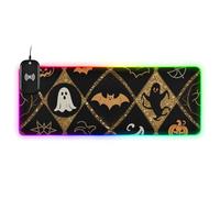 Tapis de souris de jeu antidérapant pour ordinateur portable Motif chauve-souris fantôme Noir/doré 90 x 40 cm
