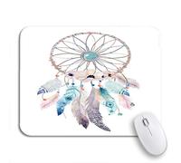 Tapis De Souris De Jeu Aquarelle Bohème Boho Plumes Native Dream Chic Mystère Bureau Tapis Souris Personnalisé Tapis De Souris Carré, pour Jeux, Maison, 25 x 30cm