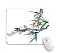 Tapis De Souris De Jeu Aquarelle Et Encre De Sakura Bamboo Insect en Sumi Tapis Souris Lavable Tapis De Souris Carré, pour Ordinateur, Maison, 25 x 30cm
