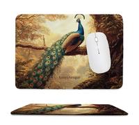 Tapis de Souris de Jeu avec Animaux Paon 30 x 25 cm, Rectangle Tapis de Clavier Antidérapant avec Bords Cousus pour la Maison et Le Bureau, Lavable en Machine, Déco Bureau, Gifts for Men n-168