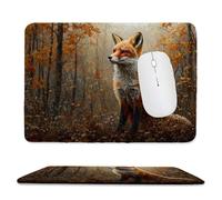 Tapis de Souris de Jeu avec Animaux Renard 24 x 20 cm, Rectangle Tapis de Clavier Antidérapant avec Bords Cousus pour la Maison et Le Bureau, Lavable en Machine, Déco Bureau, Gifts for Men n-302