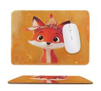 Tapis de Souris de Jeu avec Animaux Renard 24 x 20 cm, Rectangle Tapis de Clavier Antidérapant avec Bords Cousus pour la Maison et Le Bureau, Lavable en Machine, Déco Bureau, Gifts for Men n-164