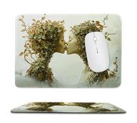 Tapis de Souris de Jeu avec Baiser de couple 24 x 20 cm, Rectangle Tapis de Clavier Antidérapant avec Bords Cousus pour la Maison et Le Bureau, Lavable en Machine, Déco Bureau, Gifts for Men n-695