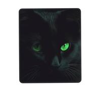Tapis de souris de jeu avec base en caoutchouc antidérapant, motif chat noir, yeux verts, tapis de souris carré imperméable lavable pour ordinateur portable, pour la maison, le bureau, le travail,