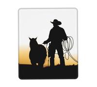 Tapis de souris de jeu avec base en caoutchouc antidérapant, tapis de souris ultra lisse et confortable, lavable, motif cowboy avec silhouette de lasso, tapis de poignet pour bureau, accessoires de