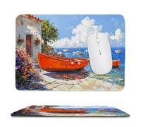 Tapis de Souris de Jeu avec Bateaux à quai 24 x 20 cm, Rectangle Tapis de Clavier Antidérapant avec Bords Cousus pour la Maison et Le Bureau, Lavable en Machine, Déco Bureau, Gifts for Men n-540