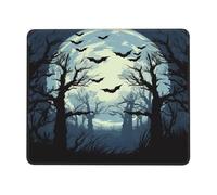 Tapis de souris de jeu avec bords cousus et base en caoutchouc antidérapant pour ordinateur portable Motif forêt pleine lune 26 x 21 cm