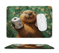 Tapis de Souris de Jeu avec Castor mignon 30 x 25 cm, Rectangle Tapis de Clavier Antidérapant avec Bords Cousus pour la Maison et Le Bureau, Lavable en Machine, Déco Bureau, Gifts for Men n-457
