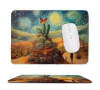 Tapis de Souris de Jeu avec Ciel étoilé du désert 30 x 25 cm, Rectangle Tapis de Clavier Antidérapant avec Bords Cousus pour la Maison et Le Bureau, Lavable en Machine, Déco Bureau, Gifts for Men n730