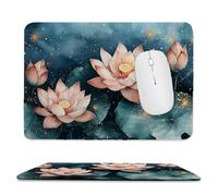 Tapis de Souris de Jeu avec étang de lotus 30 x 25 cm, Rectangle Tapis de Clavier Antidérapant avec Bords Cousus pour la Maison et Le Bureau, Lavable en Machine, Déco Bureau, Gifts for Men n-280