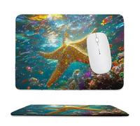 Tapis de Souris de Jeu avec Étoile de mer marine 30 x 25 cm, Rectangle Tapis de Clavier Antidérapant avec Bords Cousus pour la Maison et Le Bureau, Lavable en Machine, Déco Bureau, Gifts for Men n-277