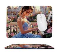Tapis de Souris de Jeu avec Femme de piano 30 x 25 cm, Rectangle Tapis de Clavier Antidérapant avec Bords Cousus pour la Maison et Le Bureau, Lavable en Machine, Déco Bureau, Gifts for Men n-237