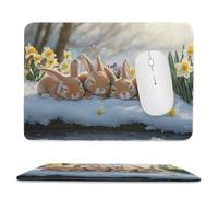 Tapis de Souris de Jeu avec Fleurs de lapin 34 x 28 cm, Rectangle Tapis de Clavier Antidérapant avec Bords Cousus pour la Maison et Le Bureau, Lavable en Machine, Déco Bureau, Gifts for Men n-822