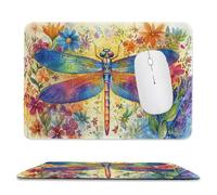 Tapis de Souris de Jeu avec Fleurs libellules 30 x 25 cm, Rectangle Tapis de Clavier Antidérapant avec Bords Cousus pour la Maison et Le Bureau, Lavable en Machine, Déco Bureau, Gifts for Men n-374