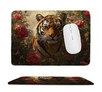 Tapis de Souris de Jeu avec Fleurs tigre 24 x 20 cm, Rectangle Tapis de Clavier Antidérapant avec Bords Cousus pour la Maison et Le Bureau, Lavable en Machine, Déco Bureau, Gifts for Men n-342