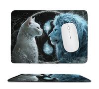 Tapis de Souris de Jeu avec Le chat lion 30 x 25 cm, Rectangle Tapis de Clavier Antidérapant avec Bords Cousus pour la Maison et Le Bureau, Lavable en Machine, Déco Bureau, Gifts for Men n-550
