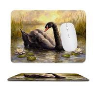 Tapis de Souris de Jeu avec Le cygne noir 30 x 25 cm, Rectangle Tapis de Clavier Antidérapant avec Bords Cousus pour la Maison et Le Bureau, Lavable en Machine, Déco Bureau, Gifts for Men n-292