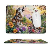Tapis de Souris de Jeu avec Le loup des montagnes 40 x 30 cm, Rectangle Tapis de Clavier Antidérapant avec Bords Cousus pour la Maison et Le Bureau, Lavable en Machine, Déco Bureau, Gifts for Men n734