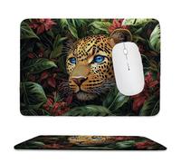 Tapis de Souris de Jeu avec Léopard de la jungle 24 x 20 cm, Rectangle Tapis de Clavier Antidérapant avec Bords Cousus pour la Maison et Le Bureau, Lavable en Machine, Déco Bureau, Gifts for Men n-122