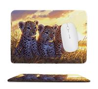 Tapis de Souris de Jeu avec Léopard des prairies 30 x 25 cm, Rectangle Tapis de Clavier Antidérapant avec Bords Cousus pour la Maison et Le Bureau, Lavable en Machine, Déco Bureau, Gifts for Men n-89