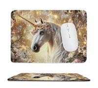 Tapis de Souris de Jeu avec Licorne Animale 24 x 20 cm, Rectangle Tapis de Clavier Antidérapant avec Bords Cousus pour la Maison et Le Bureau, Lavable en Machine, Déco Bureau, Gifts for Men n-159