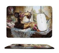 Tapis de Souris de Jeu avec Machines à coudre 24 x 20 cm, Rectangle Tapis de Clavier Antidérapant avec Bords Cousus pour la Maison et Le Bureau, Lavable en Machine, Déco Bureau, Gifts for Men n-234