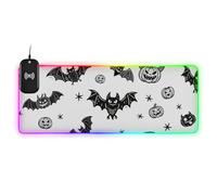 Tapis de souris de jeu avec motif de chauve-souris et monstre noir - Motif dessin animé - 89,9 x 40,9 cm