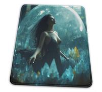 Tapis de souris de jeu avec motif imprimé sorcière, minuit et Halloween, base antidérapante, tapis de bureau pour ordinateur à motif personnalisé (20,1 x 24,1 cm)