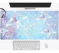 Tapis de souris de jeu avec motif méduse japonaise Kawaii - Taille XXL - Grand tapis de souris mignon pour femme et fille - 80 x 40 cm