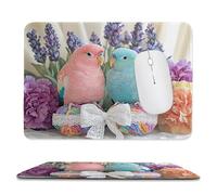 Tapis de Souris de Jeu avec Oiseaux d'amour fleurs 40 x 30 cm, Rectangle Tapis de Clavier Antidérapant avec Bords Cousus pour la Maison et Le Bureau, Lavable en Machine, Déco Bureau, Gifts for Men n12