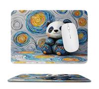 Tapis de Souris de Jeu avec Panda étoilé 34 x 28 cm, Rectangle Tapis de Clavier Antidérapant avec Bords Cousus pour la Maison et Le Bureau, Lavable en Machine, Déco Bureau, Gifts for Men n-869