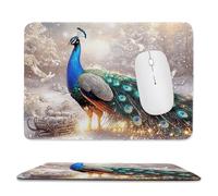 Tapis de Souris de Jeu avec Paon d'hiver 24 x 20 cm, Rectangle Tapis de Clavier Antidérapant avec Bords Cousus pour la Maison et Le Bureau, Lavable en Machine, Déco Bureau, Gifts for Men n-144
