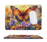 Tapis de Souris de Jeu avec Papillons colorés 30 x 25 cm, Rectangle Tapis de Clavier Antidérapant avec Bords Cousus pour la Maison et Le Bureau, Lavable en Machine, Déco Bureau, Gifts for Men n-68
