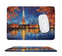 Tapis de Souris de Jeu avec Paysage urbain 30 x 25 cm, Rectangle Tapis de Clavier Antidérapant avec Bords Cousus pour la Maison et Le Bureau, Lavable en Machine, Déco Bureau, Gifts for Men n-100