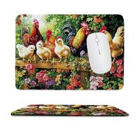Tapis de Souris de Jeu avec Poulets de ferme 30 x 25 cm, Rectangle Tapis de Clavier Antidérapant avec Bords Cousus pour la Maison et Le Bureau, Lavable en Machine, Déco Bureau, Gifts for Men n-625