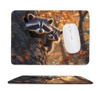 Tapis de Souris de Jeu avec Raton Laveur Animal 24 x 20 cm, Rectangle Tapis de Clavier Antidérapant avec Bords Cousus pour la Maison et Le Bureau, Lavable en Machine, Déco Bureau, Gifts for Men n-166