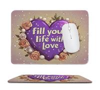 Tapis de Souris de Jeu avec Roses d'amour 40 x 30 cm, Rectangle Tapis de Clavier Antidérapant avec Bords Cousus pour la Maison et Le Bureau, Lavable en Machine, Déco Bureau, Gifts for Men n-16