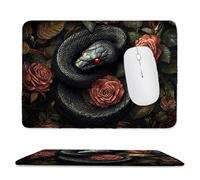 Tapis de Souris de Jeu avec Serpent Noir Rose 30 x 25 cm, Rectangle Tapis de Clavier Antidérapant avec Bords Cousus pour la Maison et Le Bureau, Lavable en Machine, Déco Bureau, Gifts for Men n-561