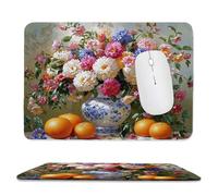 Tapis de Souris de Jeu avec Vase à fleurs 24 x 20 cm, Rectangle Tapis de Clavier Antidérapant avec Bords Cousus pour la Maison et Le Bureau, Lavable en Machine, Déco Bureau, Gifts for Men n-361