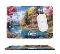 Tapis de Souris de Jeu avec Villa avec vue 30 x 25 cm, Rectangle Tapis de Clavier Antidérapant avec Bords Cousus pour la Maison et Le Bureau, Lavable en Machine, Déco Bureau, Gifts for Men n-209