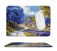 Tapis de Souris de Jeu avec Vue du village 24 x 20 cm, Rectangle Tapis de Clavier Antidérapant avec Bords Cousus pour la Maison et Le Bureau, Lavable en Machine, Déco Bureau, Gifts for Men n-127