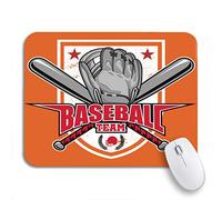Tapis De Souris De Jeu Badge Avec Emblème De Batte Et Bouclier Croisés Pour De Baseball De Joueur Tapis De Souris Carré Résistant À Usure Tapis Souris, Pour Maison, Jeux, 25 x 30cm