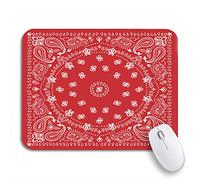 Tapis De Souris De Jeu Bandana À Motifs en Mouchoir À Fleurs Western Rouge Et Blanc Tapis De Souris Carré Glissement Facile Tapis Souris, pour Jeux, Ordinateur Portable, 25 x 30cm