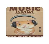 Tapis de souris de jeu, base en caoutchouc antidérapant, résistant à l'eau, pour ordinateur sans fil, pour bureau, maison, jeu, travail, hamster music is what feelings sound like 20,3 x 25,4 cm