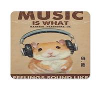Tapis de souris de jeu, base en caoutchouc antidérapant, résistant à l'eau, pour ordinateur sans fil, pour bureau, maison, jeu, travail, hamster music is what feelings sound like 25,4 x 30,5 cm