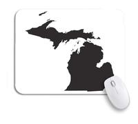 Tapis De Souris De Jeu Carte Des États Noirs Du Michigan, De Détroit Et De Lansing America Atlas Tapis Souris Résistant À Usure Tapis De Souris D'Ordinateur, Pour Ordinateur, 25 x 30cm