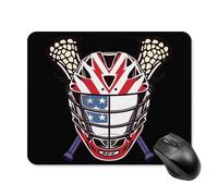 Tapis De Souris De Jeu Casque De Crosse avec Drapeau Américain Tapis De Souris Carré Personnalisé Tapis Souris, pour Maison, Jeux, 25x30cm