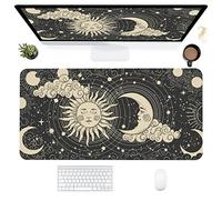 Tapis de souris de jeu Céleste Soleil et Lune pour bureau et jeux, base antidérapante en caoutchouc avec bords cousus, 80 x 40 cm