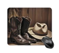 Tapis De Souris De Jeu Chapeau Noir De Cowboy Et Bottes Western Glissement Facile Moderne Tapis De Souris Carré, pour Maison, Jeux, Ordinateur Portable, 25x30cm