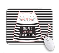 Tapis De Souris De Jeu Chat Mignon De La Marine À Rayures pour L'Été, Tout Va Bien, Drôle Et Positif Tapis De Souris Antidérapant Doux Tapis De Souris Carré, pour Ordinateur, 25 x 30cm